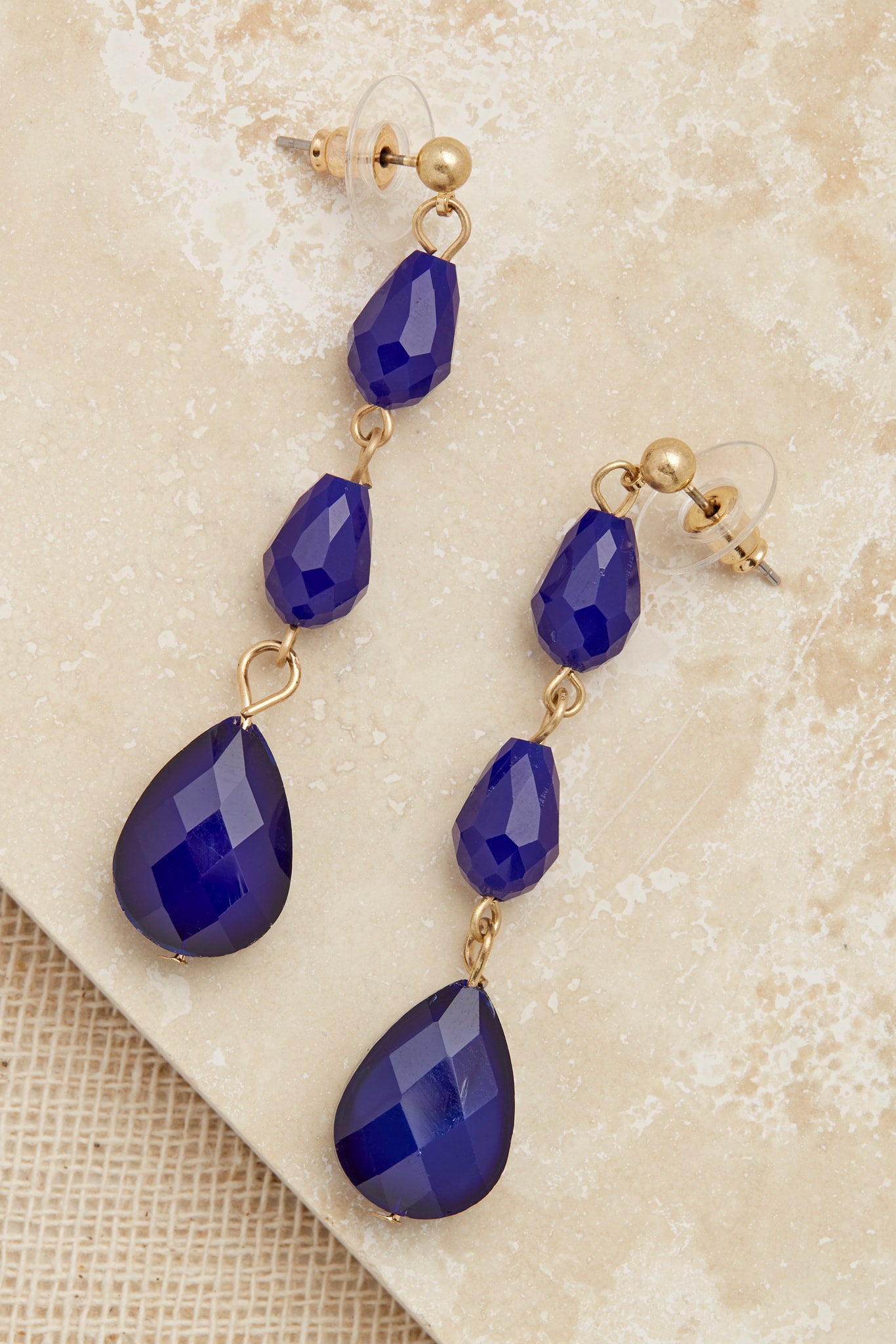 Envy Gold Link Royal Blue Crystal Drop Style Earrings Rule 42